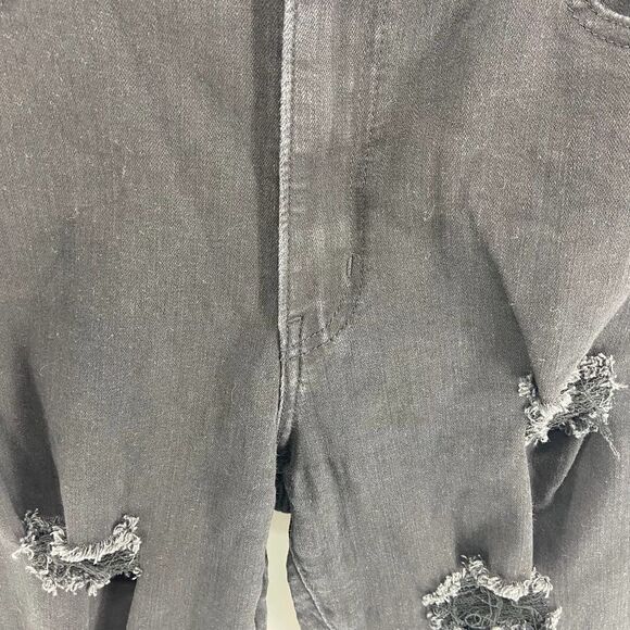 Levis Mile high Super Skinny black distressed frayed leg jean pant womens 32 - Picture 3 of 8